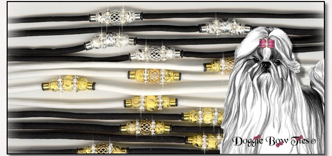 Beaded dog leads-Black and white with crystal beading.