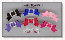 Puppy Dog Bows-Rhinestone Buckle Barrettes Satin