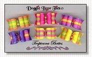 Dog Bows Full Size- Tropicana Brites, hot pink, yellow, purple