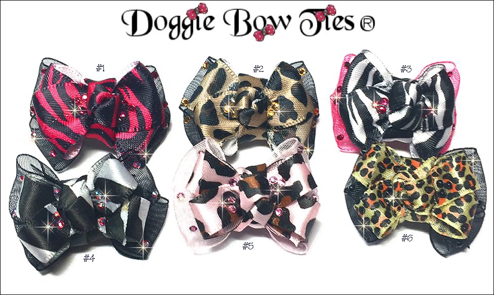 Boutique Barrette Animal Prints Dog Bows