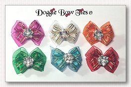 Dog Bows-Organza Barrette Dog Bows, 1 inch