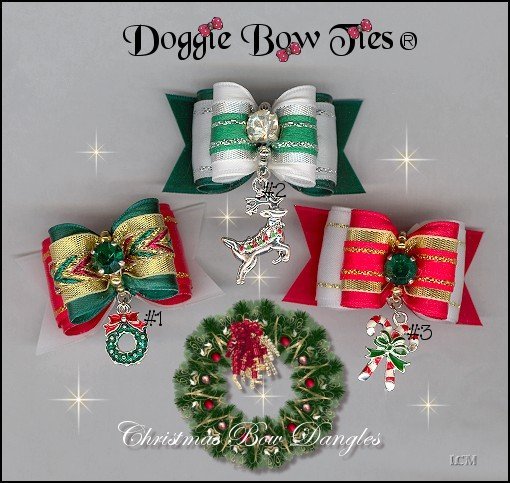 Christmas Bow Dangles Dog Bows