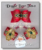 Dog Bow-Christmas Red Chevron Gold Spun FanaCee 