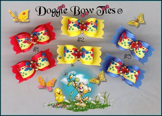 Petline Embroidered Butterfly Dog Bows