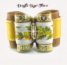 Dog Bow-Full Size, Jacquard Floral, Sable and Gold
