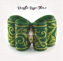 Dog Bow-Full Size, Jacquard Gold Vine, fern