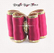 Dog Bow-Full Size, Satin and Gold,Fuchsia