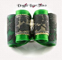 Dog Bow-Full Size,Chantilly Lace Kelly Green