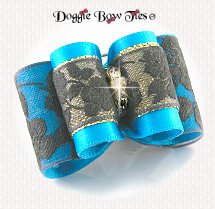 Dog Bow-Full Size,Chantilly Lace Turquoise