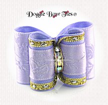 Dog Bow-Full Size, Rose Satin, Iris, AB Crystal,1