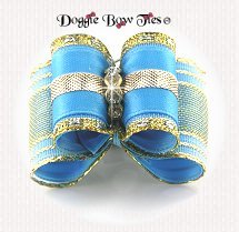 Dog Bow-Full Size, Band Of Gold, Baby Blue