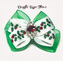 Dog Bow, Christmas Boutique Barrette Bows-Emerald Holly