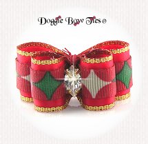 Dog Bow-DL Puppy, Christmas,Red Diamonds