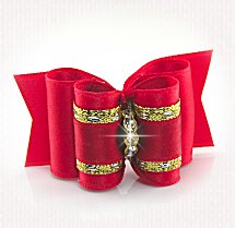 Dog Bow-Full Size, Classic Red Satin Banded-10