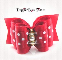 Dog Bow-Full Size Red Bows, Red Diamonds & Pearls Dottie