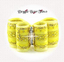 Dog Bow-Inbetween Size, Diamond Band, Yellow and Gold