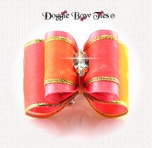 Dog Bow-Petite Full Size, Apricot Rainbow