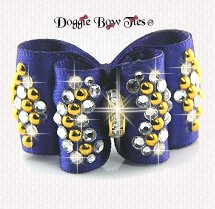 Dog Bow- Full Size Petite, Crystal with Gold, Viola