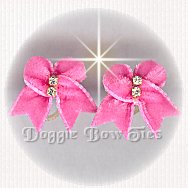 Maltese Pairs Dog Bow- Velvet Pairs, PINK