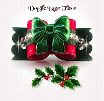 Dog Bow, SL Puppy Size-Christmas Red, Hunter, Green Bow