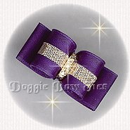 Dog Bow-Puppy Size,Gold and Royal Purple