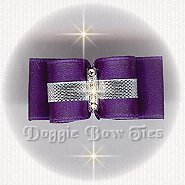 Dog Bow-Puppy Size,Silver and Royal Purple