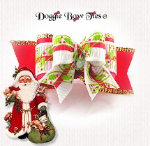 Dog Bow-Tiny Ties, Christmas Holly Garland Red