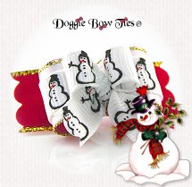 Dog Bow-Tiny Ties, Christmas, Snowman