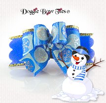 Dog Bow-Tiny Ties, Christmas Blue Christmas