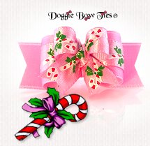 Dog Bow-Tiny Ties, Pink Candy Cane
