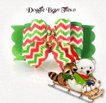 Dog Bow-Tiny Ties, Holiday Christmas, Zig Zag