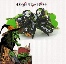 Dog Bow-Tiny Ties, Halloween Too Cute Spook Lime