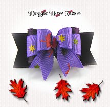 Dog Bow-Tiny Ties, Autumn leaves, Plum and Lilac