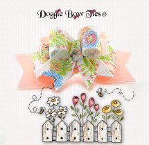 Dog Bow~Tiny Ties, Petal Peach Floral