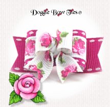 Dog Bow-Tiny Ties, Violet Rose w/stitches