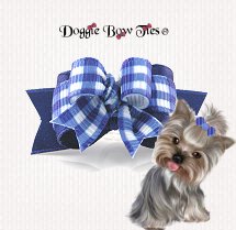 Dog Bow-Tiny Ties, Denim and Royal Gingham